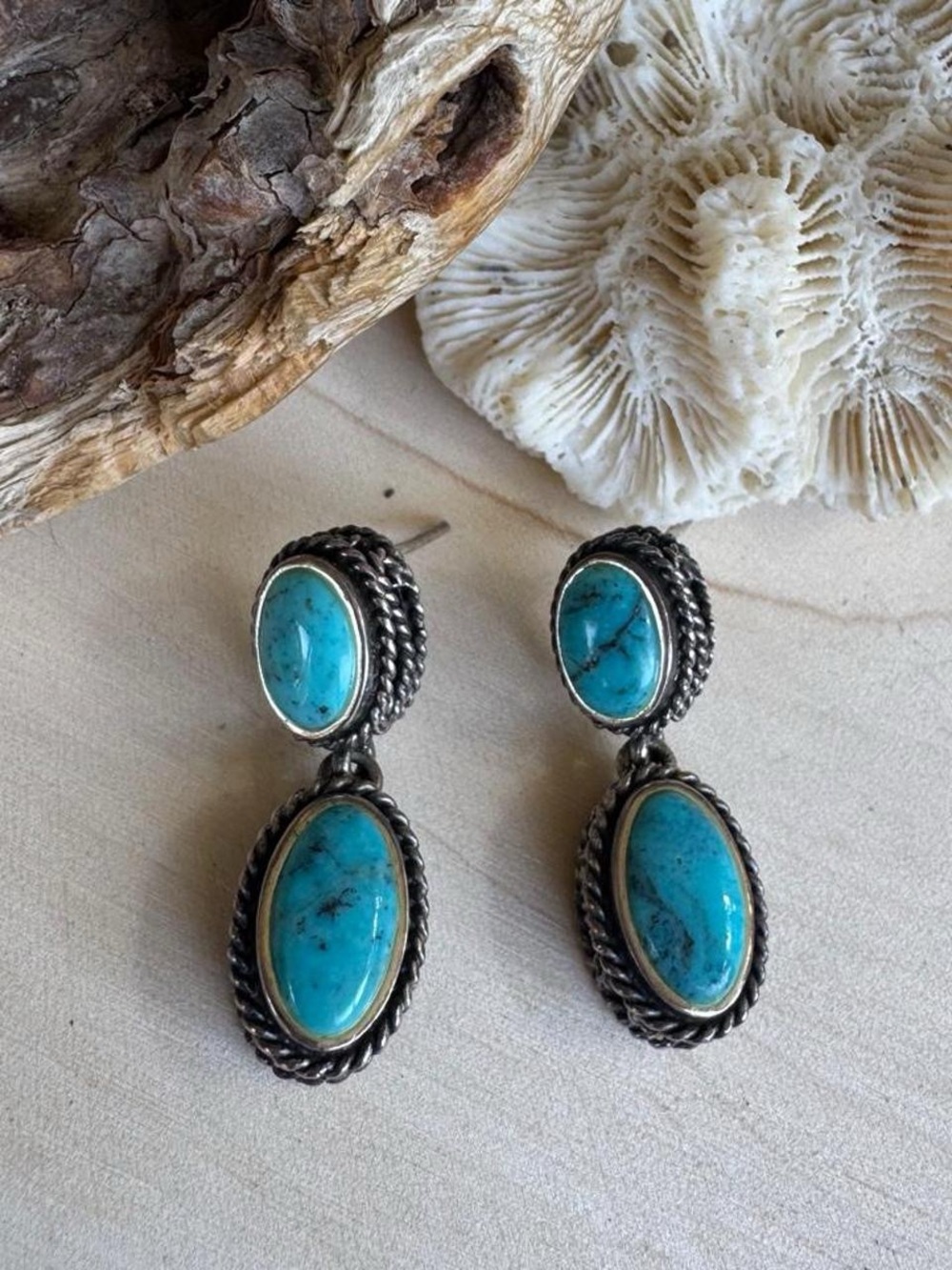 Southwestern Style Barse 925 Sterling Silver turquoise Drop Earrings